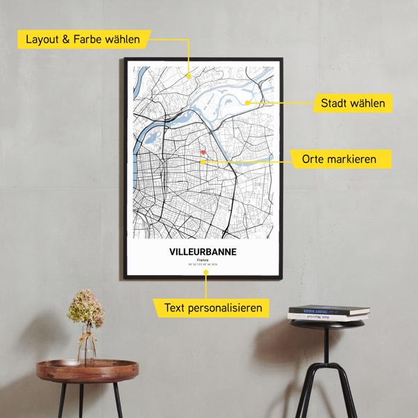 Stadtkarte von Villeurbanne erstellt auf Cartida