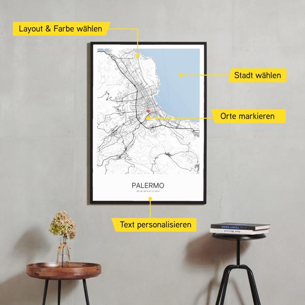 Stadtkarte von Palermo erstellt auf Cartida