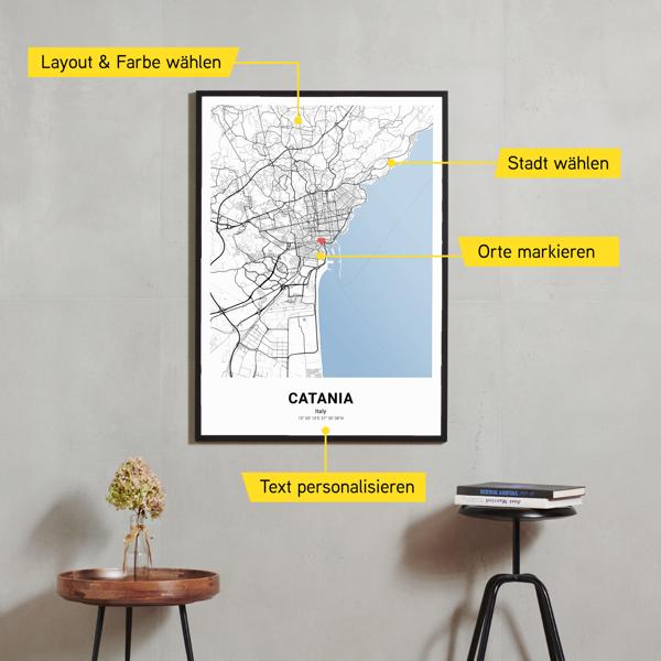 Stadtkarte von Catania erstellt auf Cartida