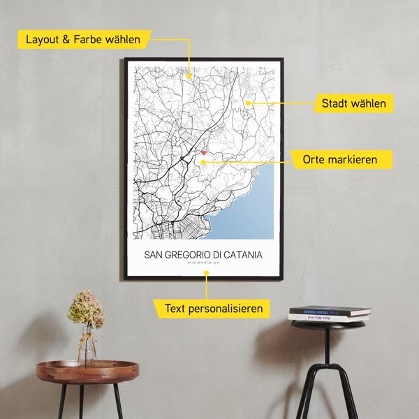 Stadtkarte von San Gregorio di Catania erstellt auf Cartida