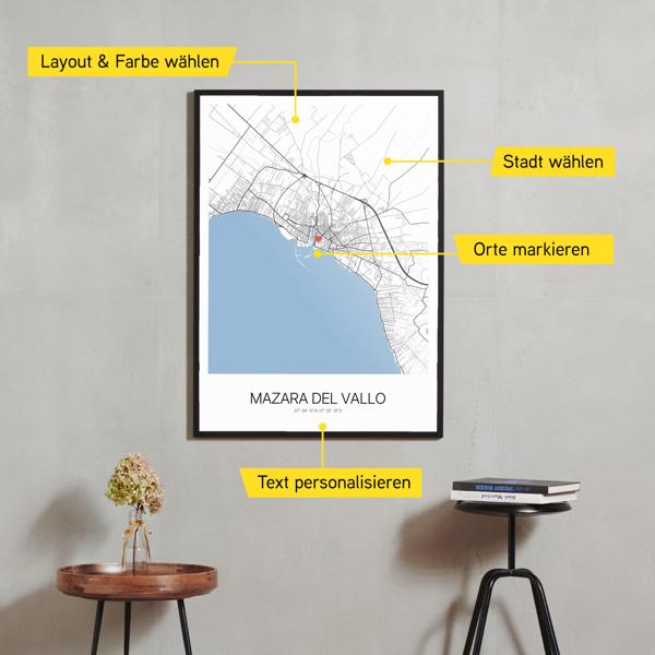 Stadtkarte von Mazara del Vallo erstellt auf Cartida