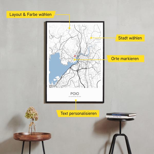 Stadtkarte von Poio erstellt auf Cartida