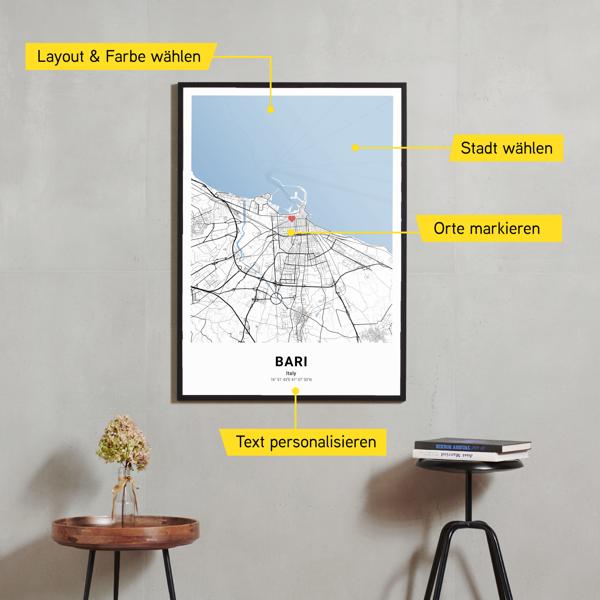Stadtkarte von Bari erstellt auf Cartida