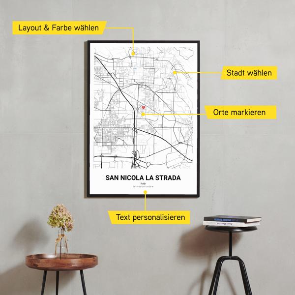 Stadtkarte von San Nicola la Strada erstellt auf Cartida