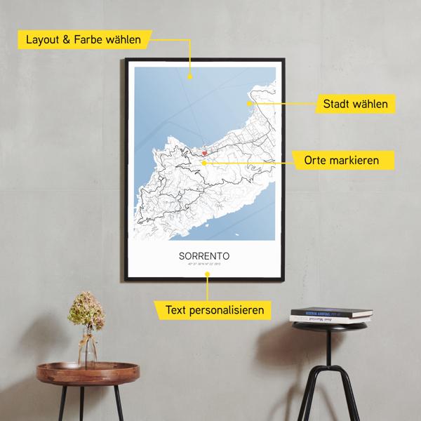 Stadtkarte von Sorrento erstellt auf Cartida