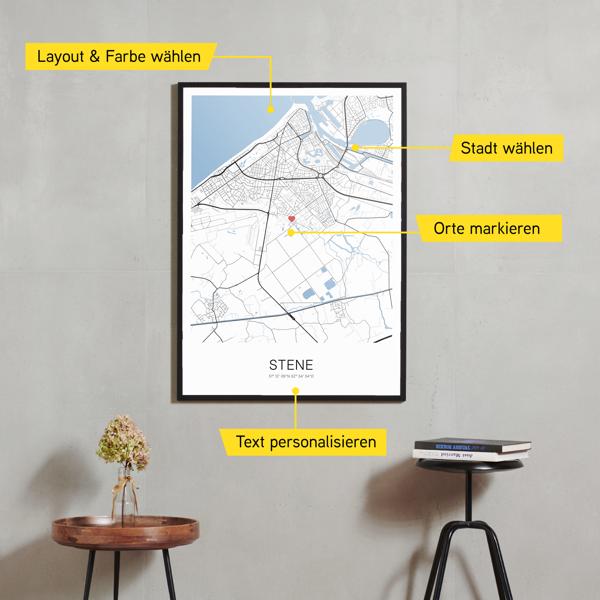 Stadtkarte von Stene erstellt auf Cartida