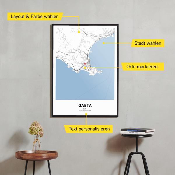 Stadtkarte von Gaeta erstellt auf Cartida