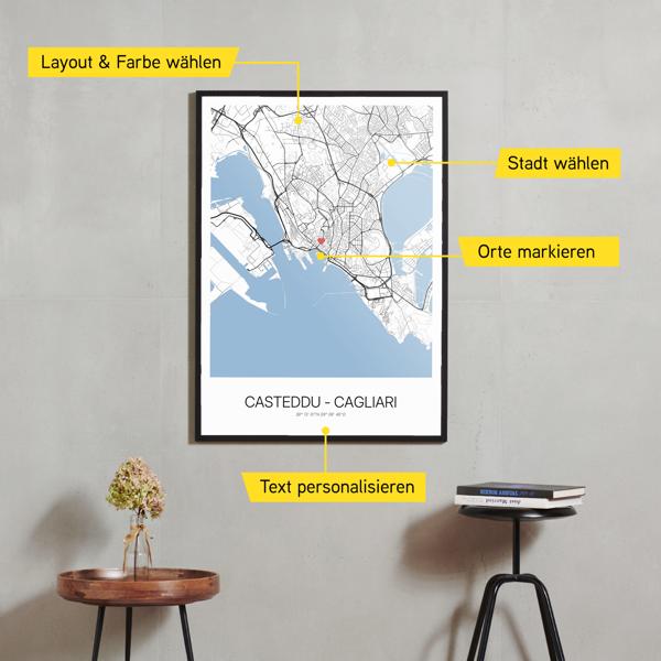 Stadtkarte von Casteddu - Cagliari erstellt auf Cartida