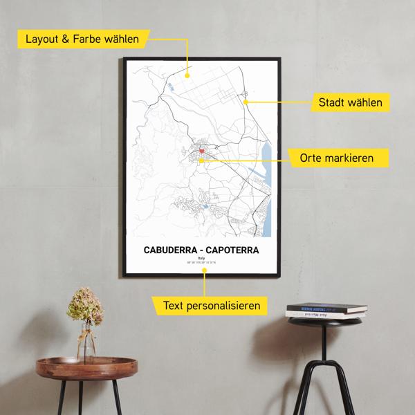 Stadtkarte von Cabuderra - Capoterra erstellt auf Cartida