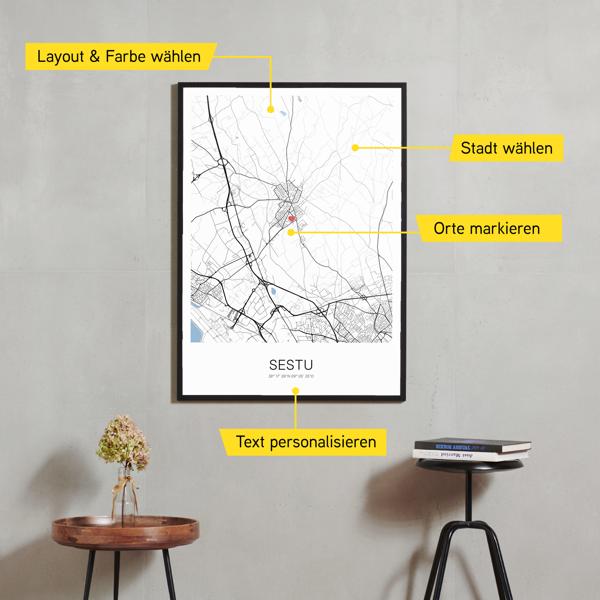 Stadtkarte von Sestu erstellt auf Cartida