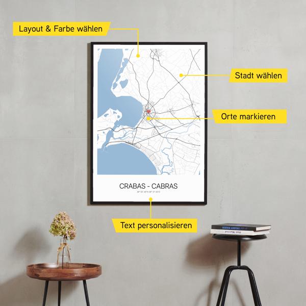 Stadtkarte von Crabas - Cabras erstellt auf Cartida
