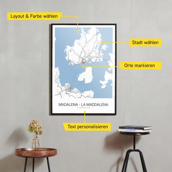 Stadtkarte von Madalena - La Maddalena erstellt auf Cartida