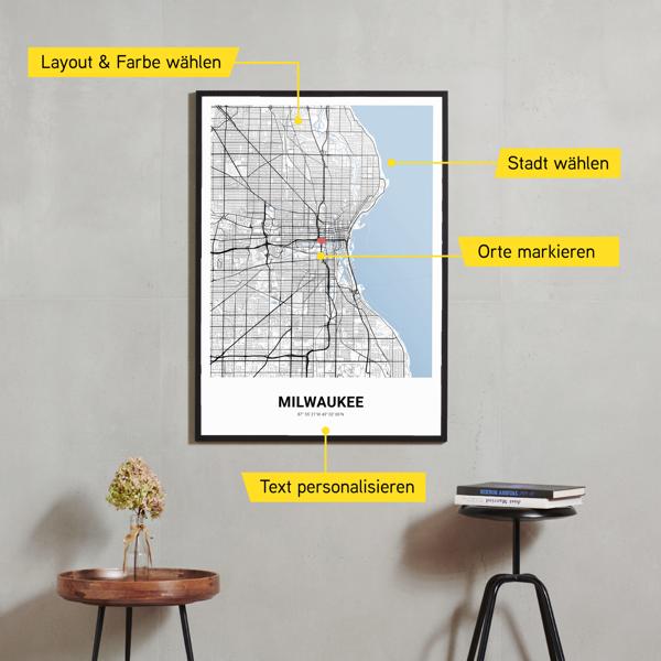 Stadtkarte von Milwaukee erstellt auf Cartida