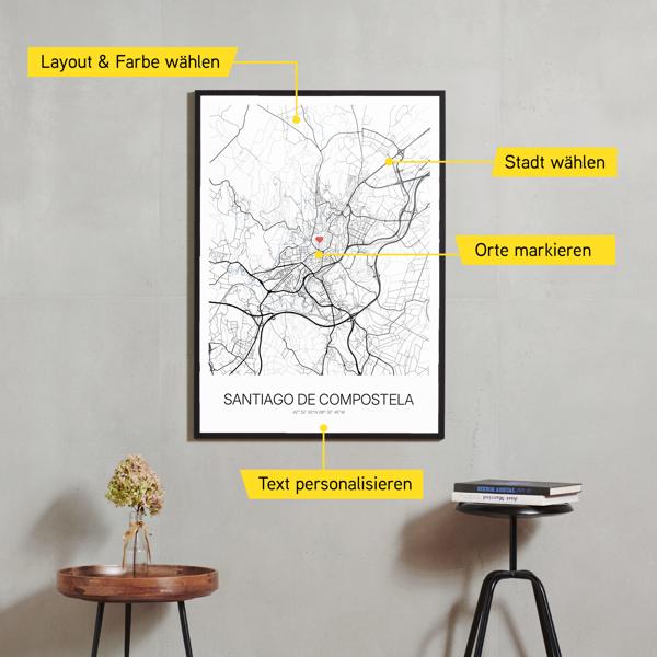 Stadtkarte von Santiago de Compostela erstellt auf Cartida