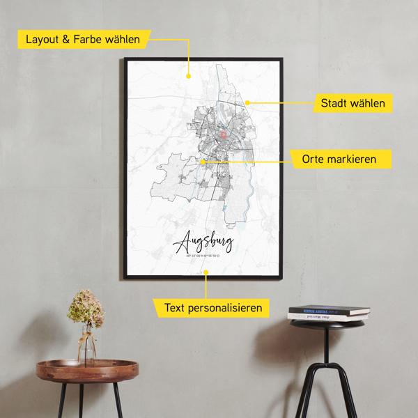 Stadtkarte von Augsburg erstellt auf Cartida