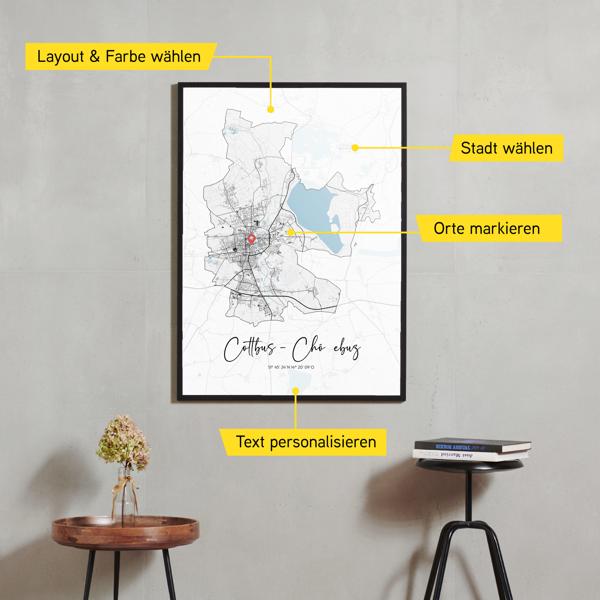 Stadtkarte von Cottbus - Chóśebuz erstellt auf Cartida