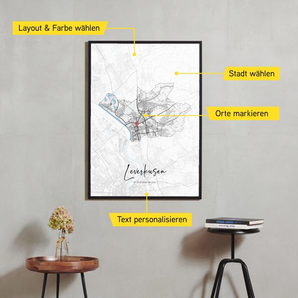Stadtkarte von Leverkusen erstellt auf Cartida