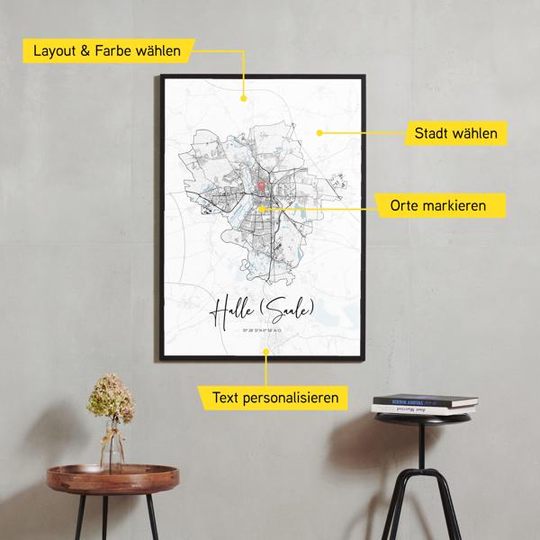 Stadtkarte von Halle (Saale) erstellt auf Cartida