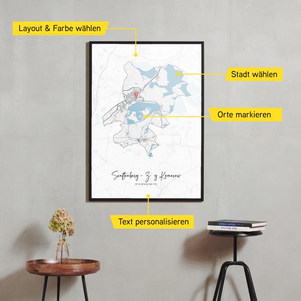 Stadtkarte von Senftenberg - Zły Komorow erstellt auf Cartida