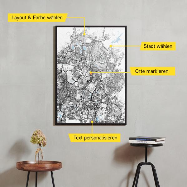 Stadtkarte von Kuala Lumpur erstellt auf Cartida