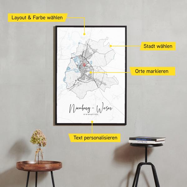 Stadtkarte von Nienburg - Weser erstellt auf Cartida