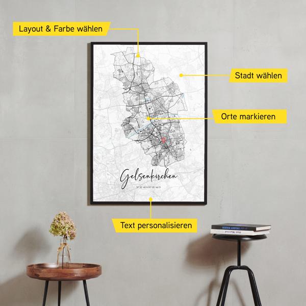 Stadtkarte von Gelsenkirchen erstellt auf Cartida