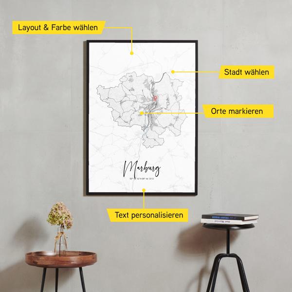 Stadtkarte von Marburg erstellt auf Cartida