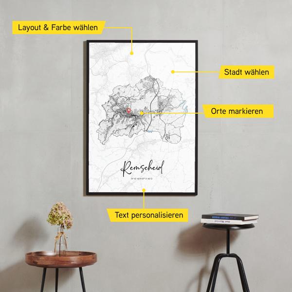 Stadtkarte von Remscheid erstellt auf Cartida