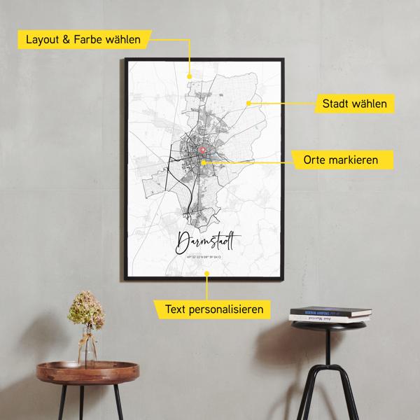 Stadtkarte von Darmstadt erstellt auf Cartida