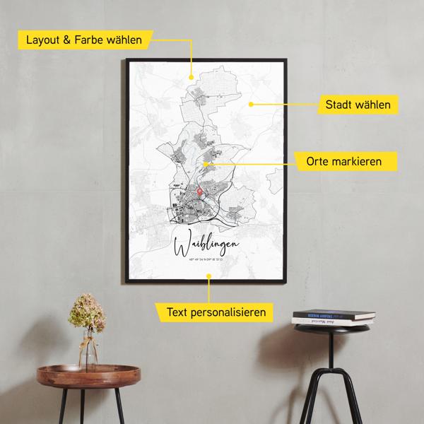 Stadtkarte von Waiblingen erstellt auf Cartida