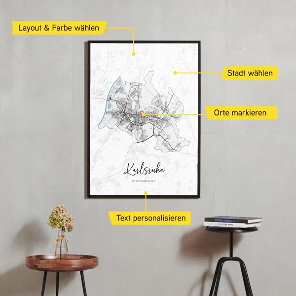 Stadtkarte von Karlsruhe erstellt auf Cartida