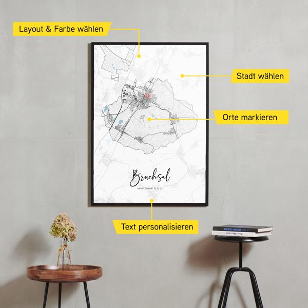 Stadtkarte von Bruchsal erstellt auf Cartida