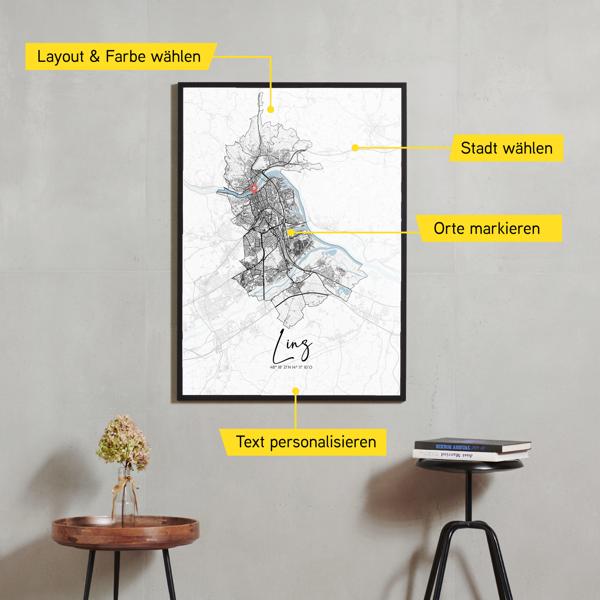 Stadtkarte von Linz erstellt auf Cartida