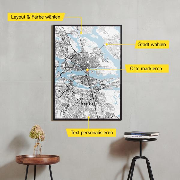 Stadtkarte von Stockholm erstellt auf Cartida