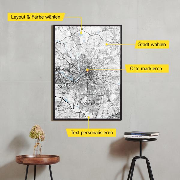 Stadtkarte von Manchester erstellt auf Cartida