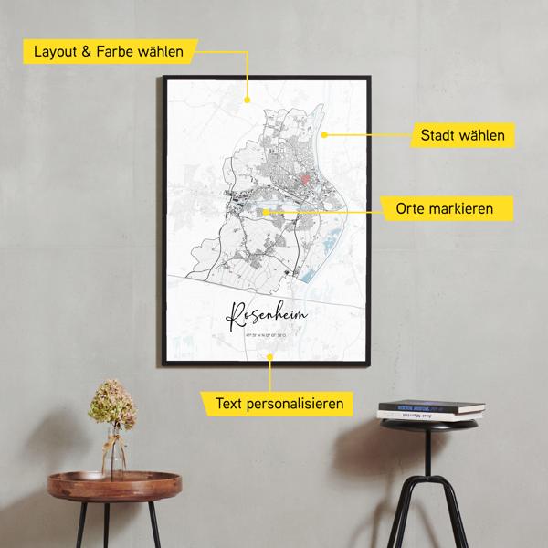 Stadtkarte von Rosenheim erstellt auf Cartida