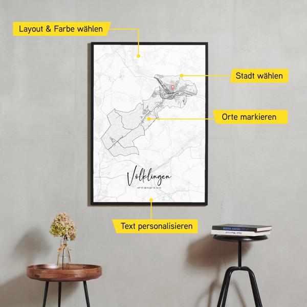 Stadtkarte von Völklingen erstellt auf Cartida