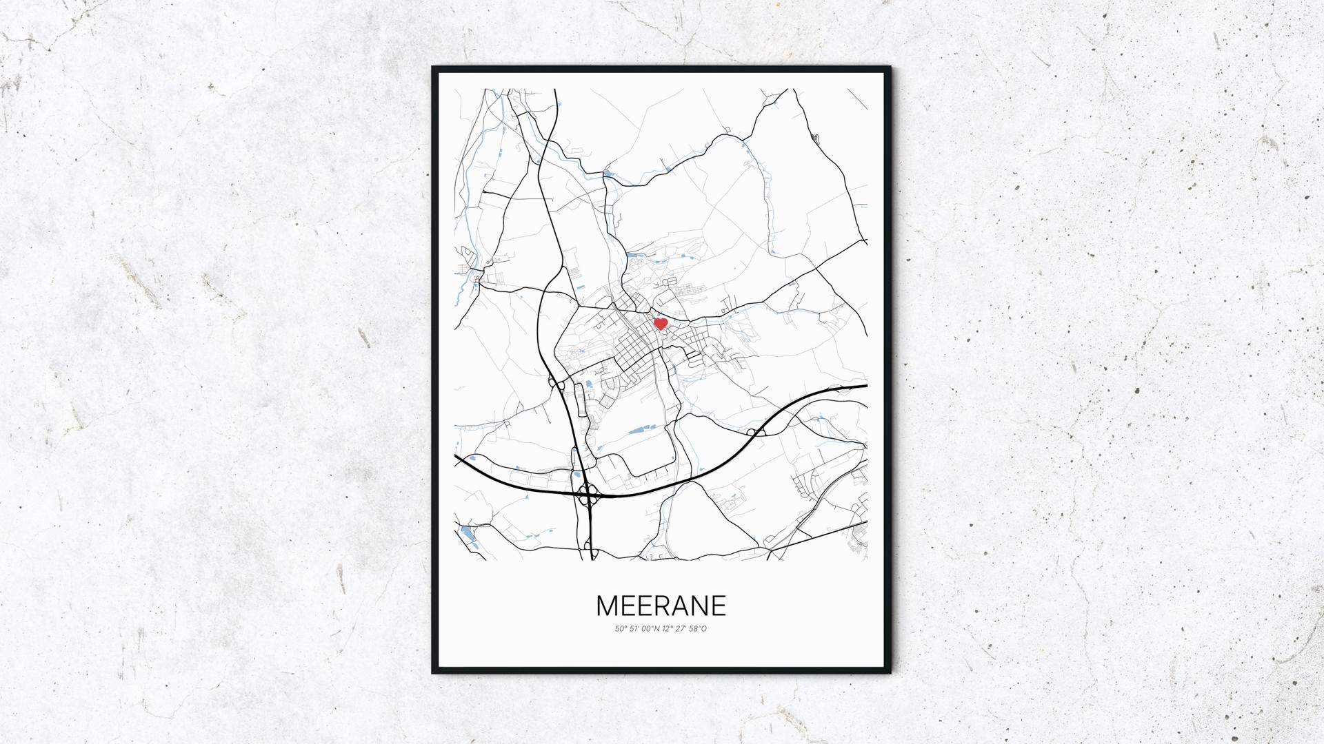 Meerane Map Cartida - Poster von Meerane - Sachsen - Deutschland