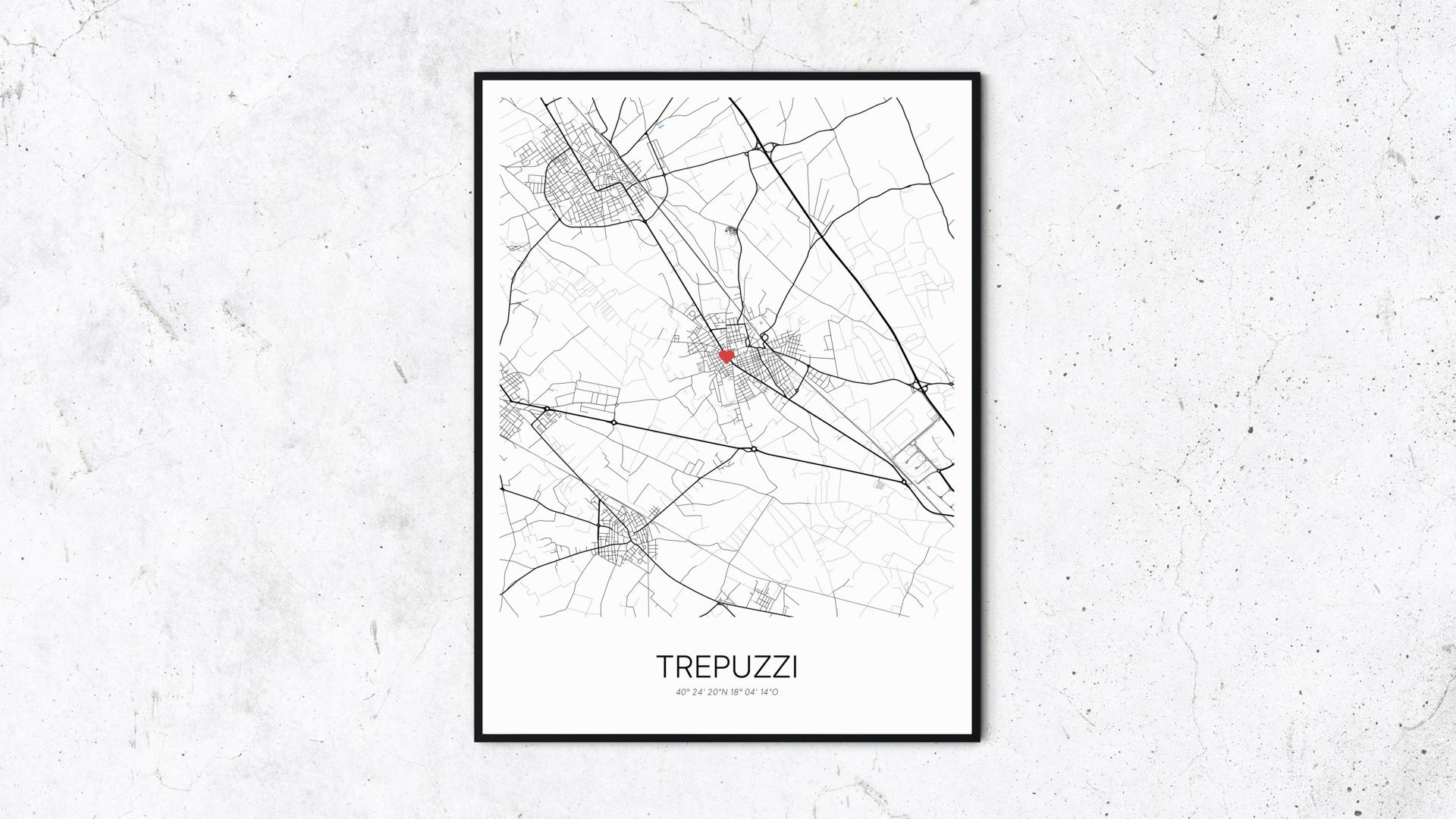 Trepuzzi Map Cartida - Poster von Trepuzzi - Puglia - Italien