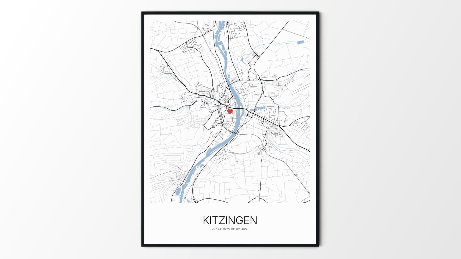 Kitzingen Map Cartida - Poster von Kitzingen